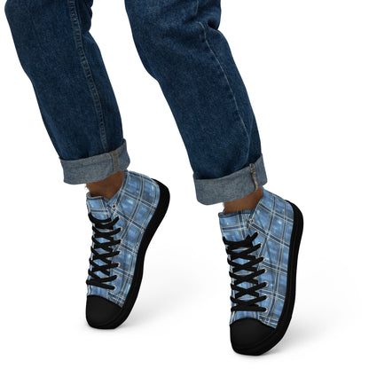 Men’s High Top Canvas Shoes Windward Blue Plaid