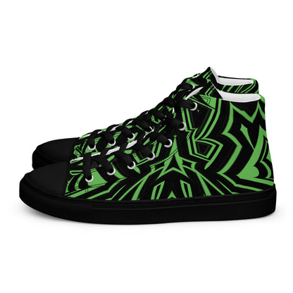 Men’s High Top Canvas Shoes Green Abstract Geometric