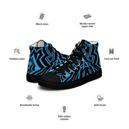 Men’s High Top Canvas Shoes Blue Abstract Geometric