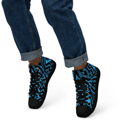 Men’s High Top Canvas Shoes Blue Abstract Geometric