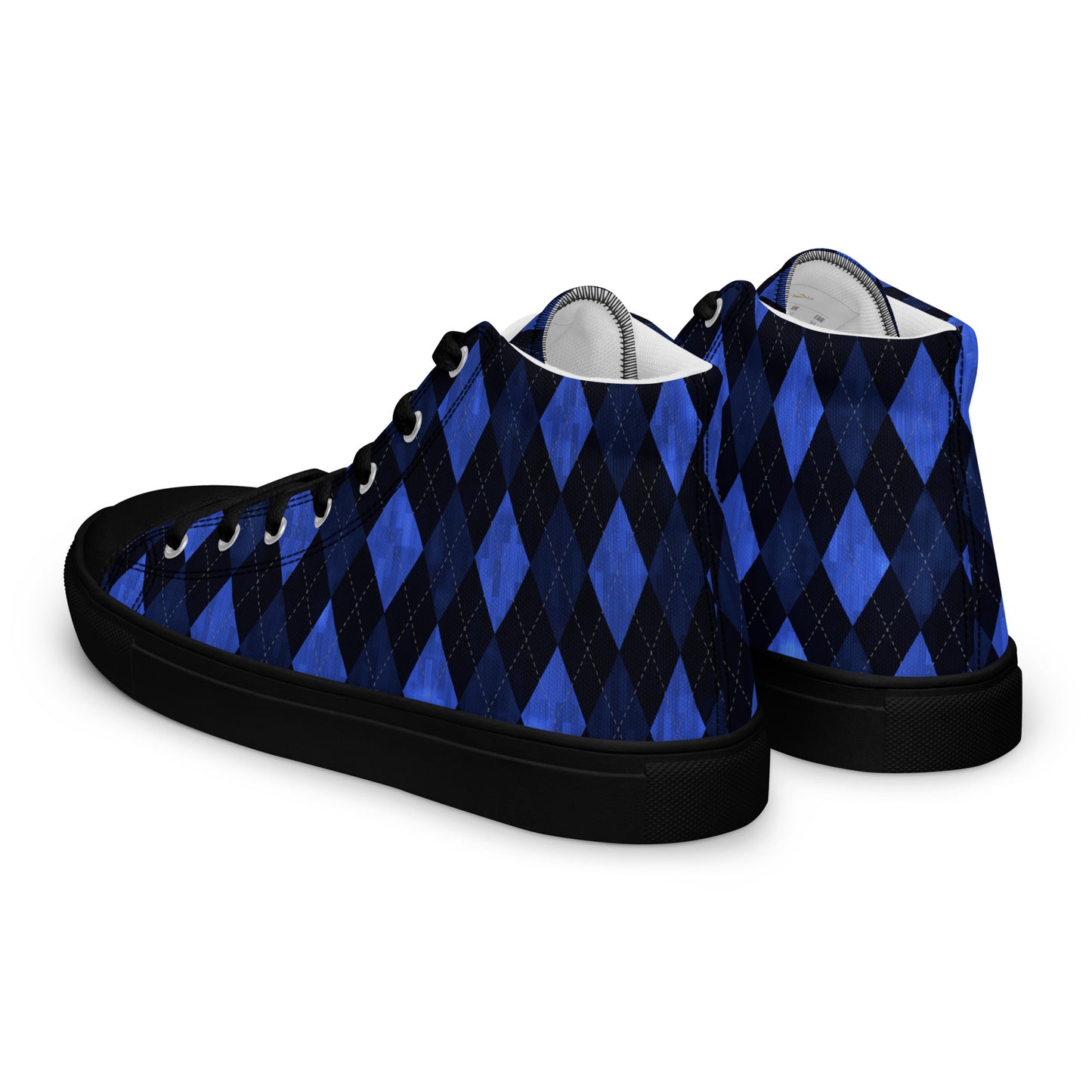 Men’s High Top Canvas Shoes Blue Argyle