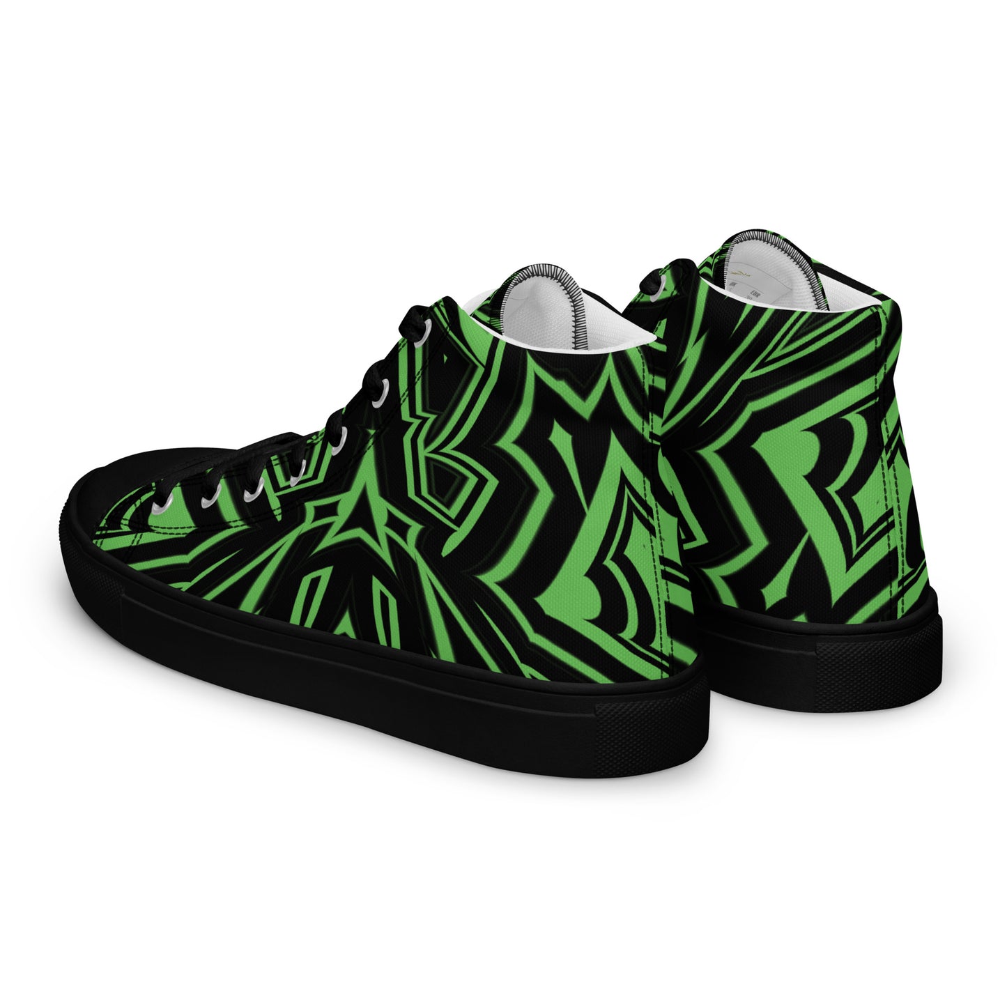 Men’s High Top Canvas Shoes Green Abstract Geometric