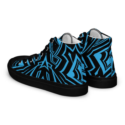 Men’s High Top Canvas Shoes Blue Abstract Geometric