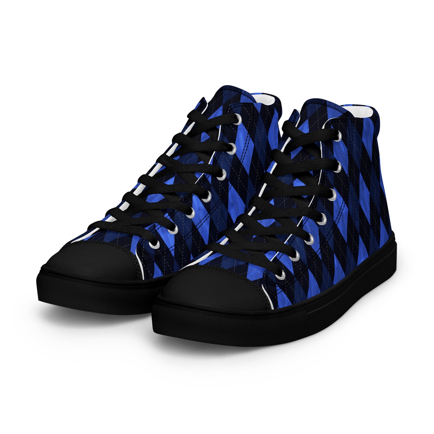 Men’s High Top Canvas Shoes Blue Argyle