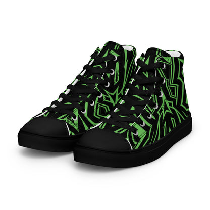 Men’s High Top Canvas Shoes Green Abstract Geometric