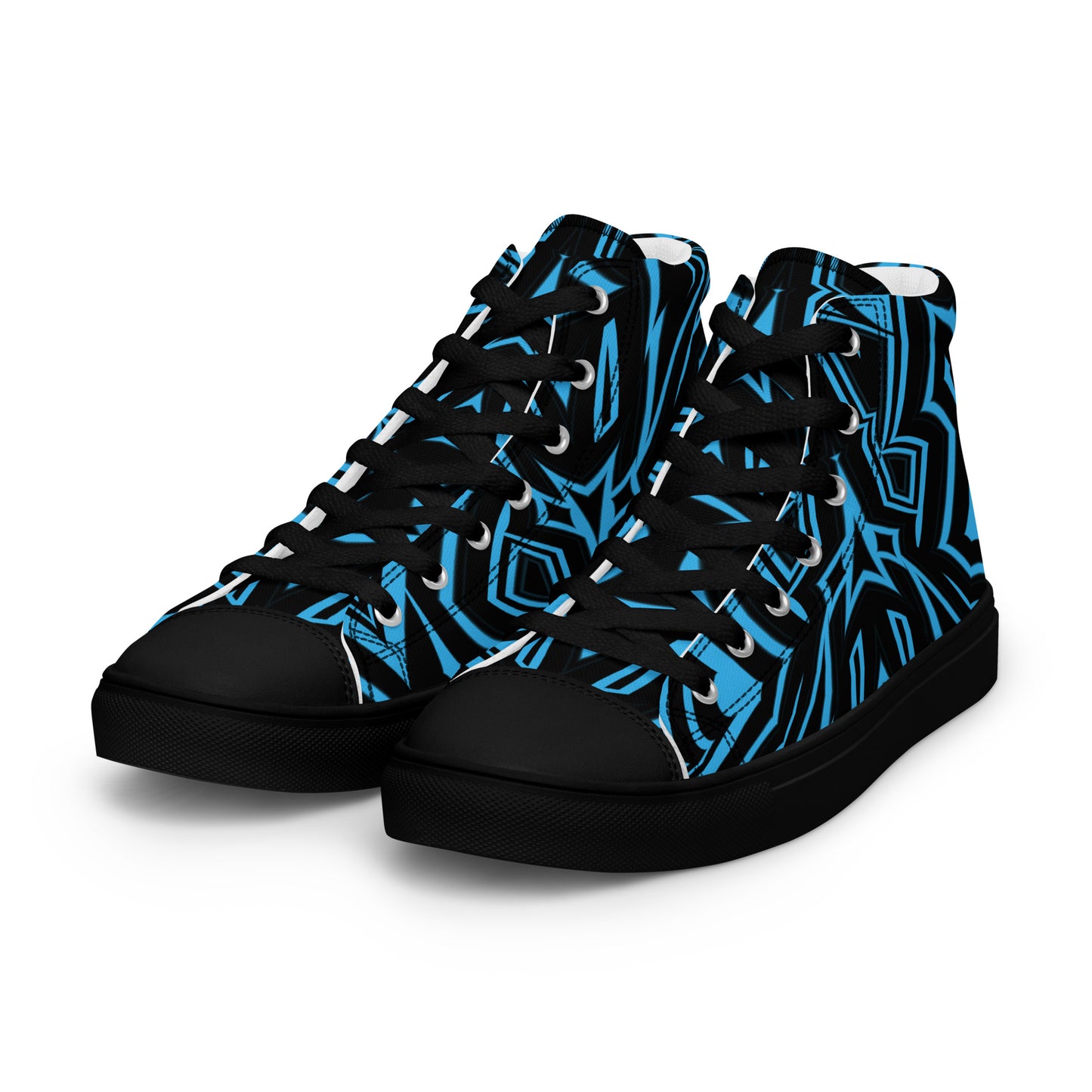 Men’s High Top Canvas Shoes Blue Abstract Geometric