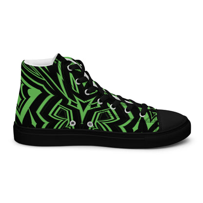 Men’s High Top Canvas Shoes Green Abstract Geometric