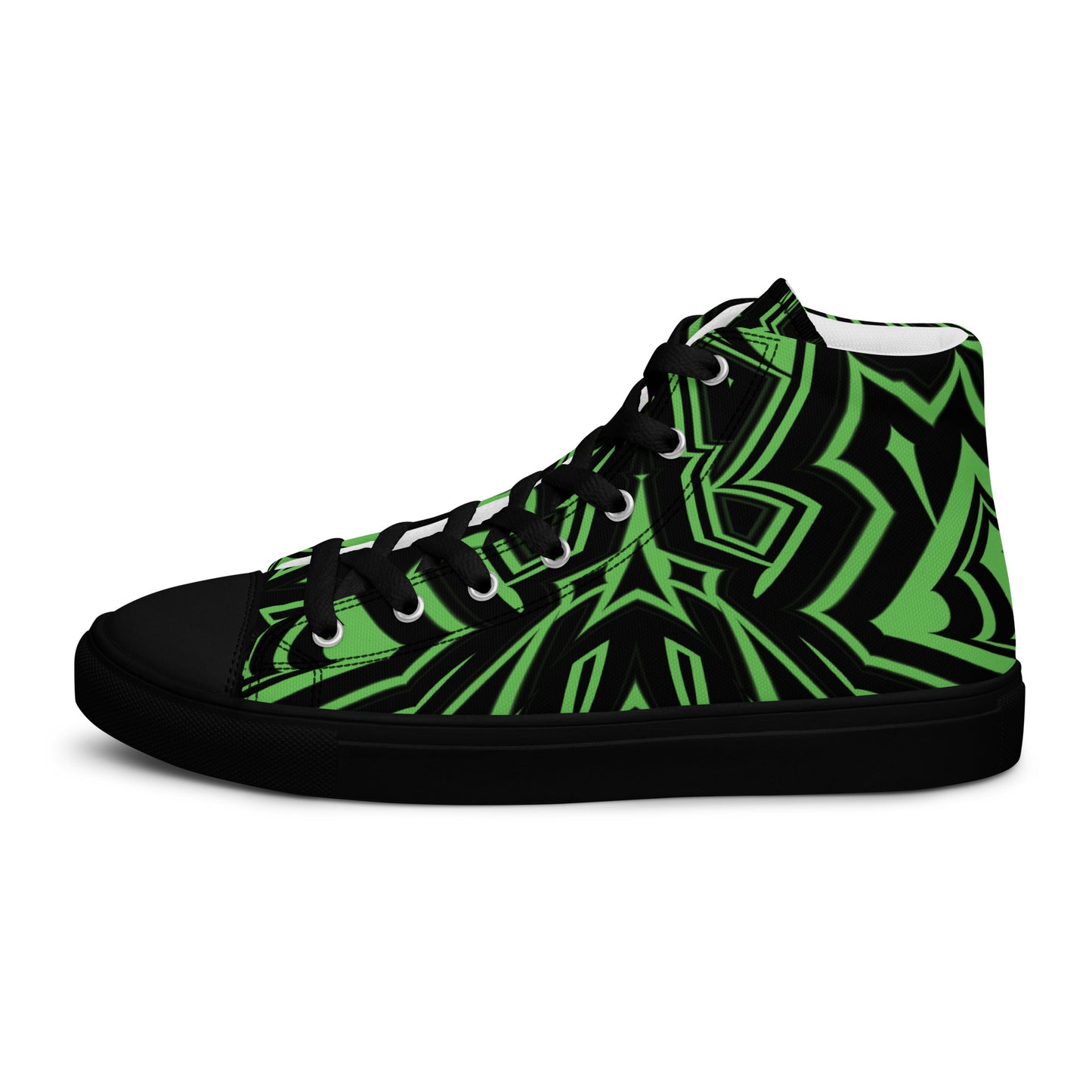 Men’s High Top Canvas Shoes Green Abstract Geometric