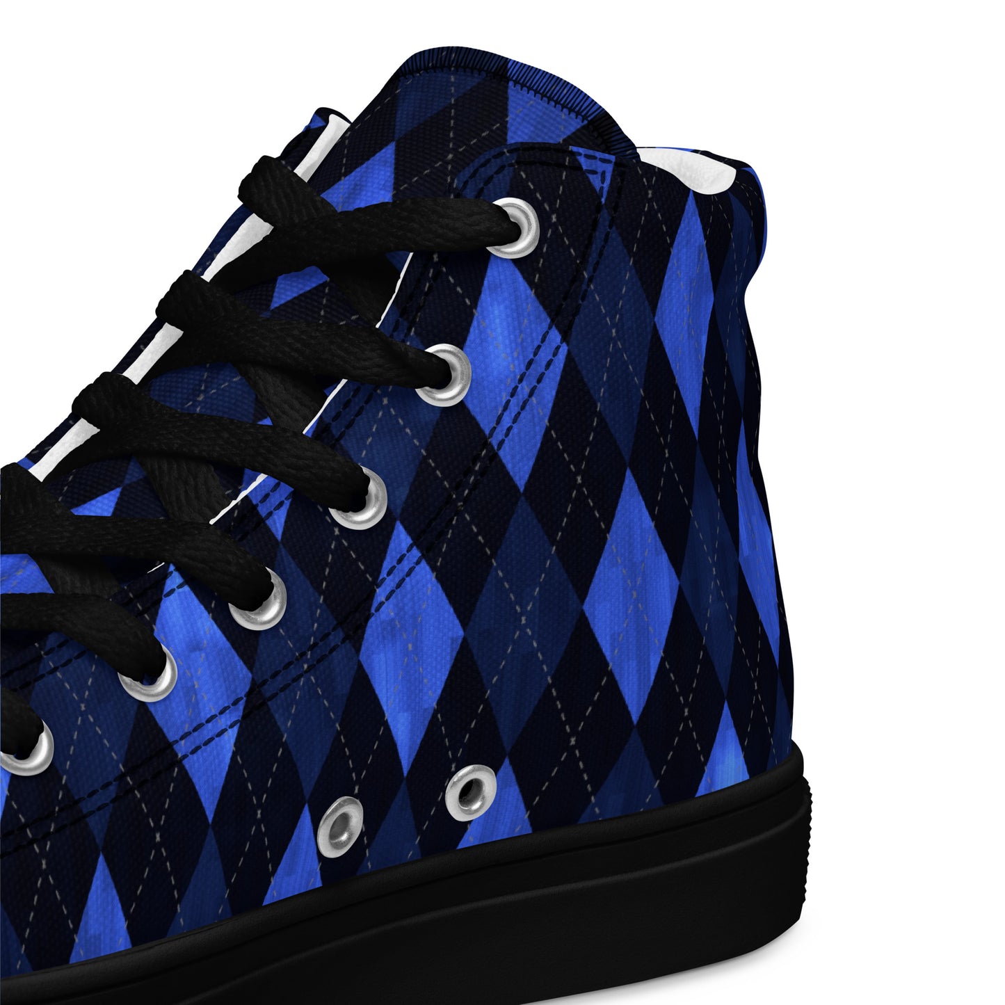 Men’s High Top Canvas Shoes Blue Argyle