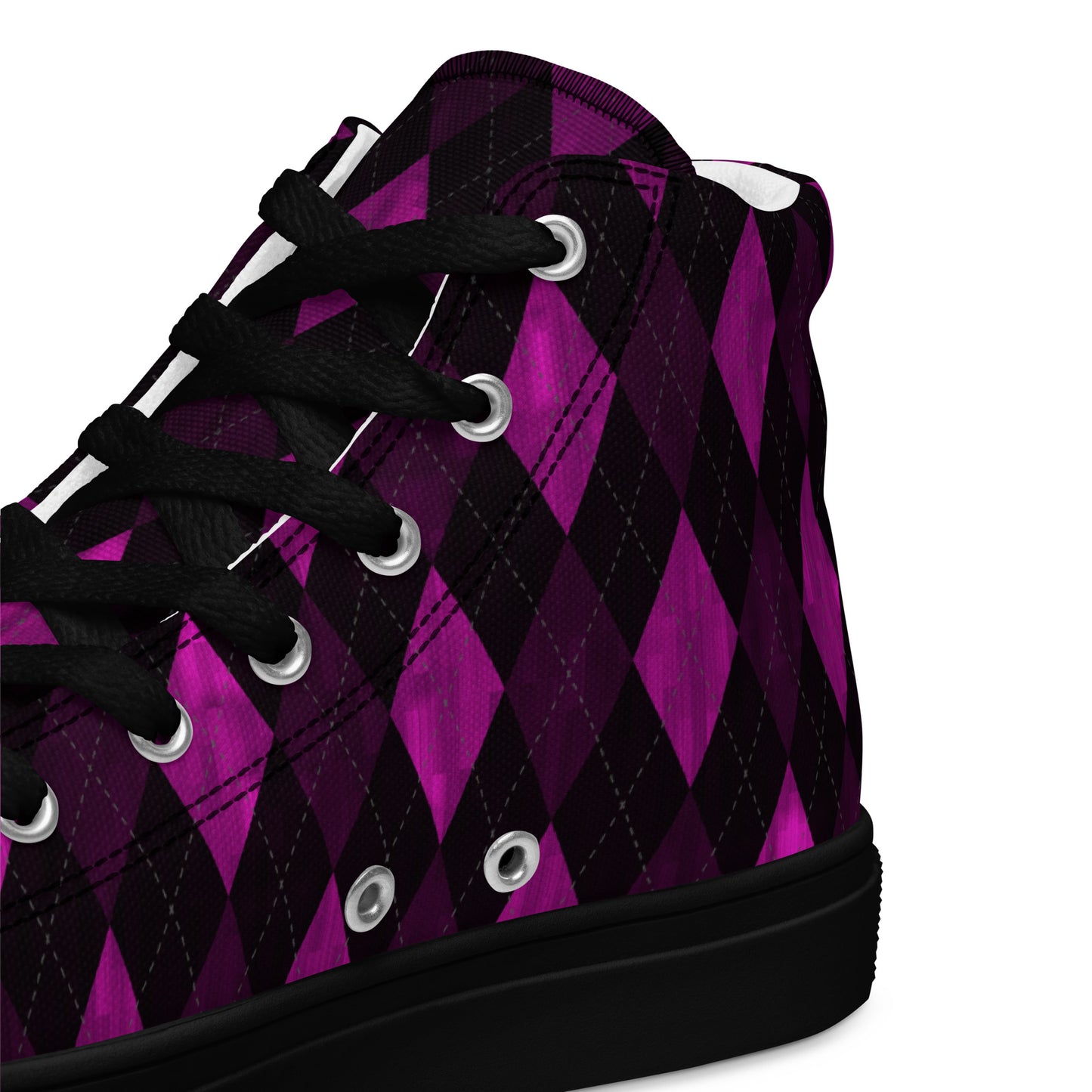 Men’s High Top Canvas Shoes Purple Argyle