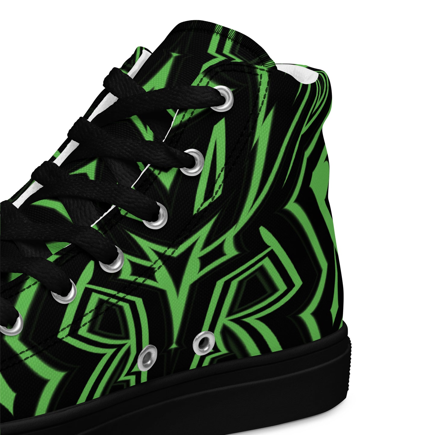 Men’s High Top Canvas Shoes Green Abstract Geometric