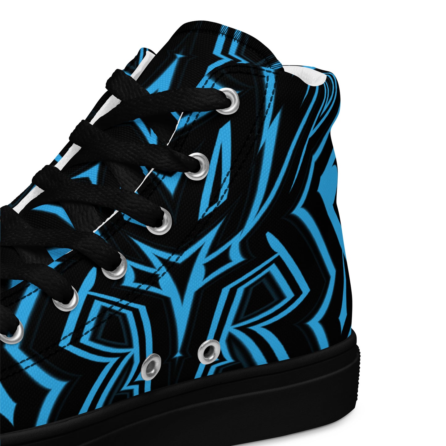 Men’s High Top Canvas Shoes Blue Abstract Geometric