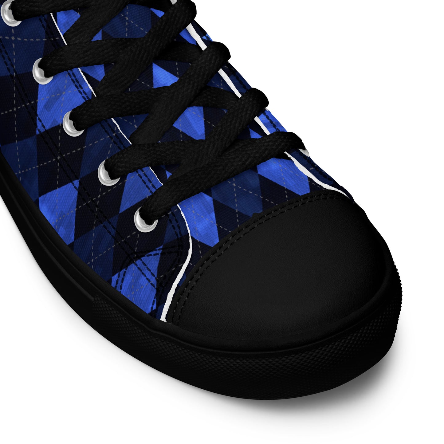 Men’s High Top Canvas Shoes Blue Argyle