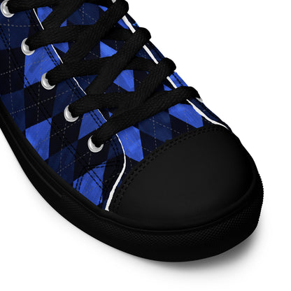 Men’s High Top Canvas Shoes Blue Argyle