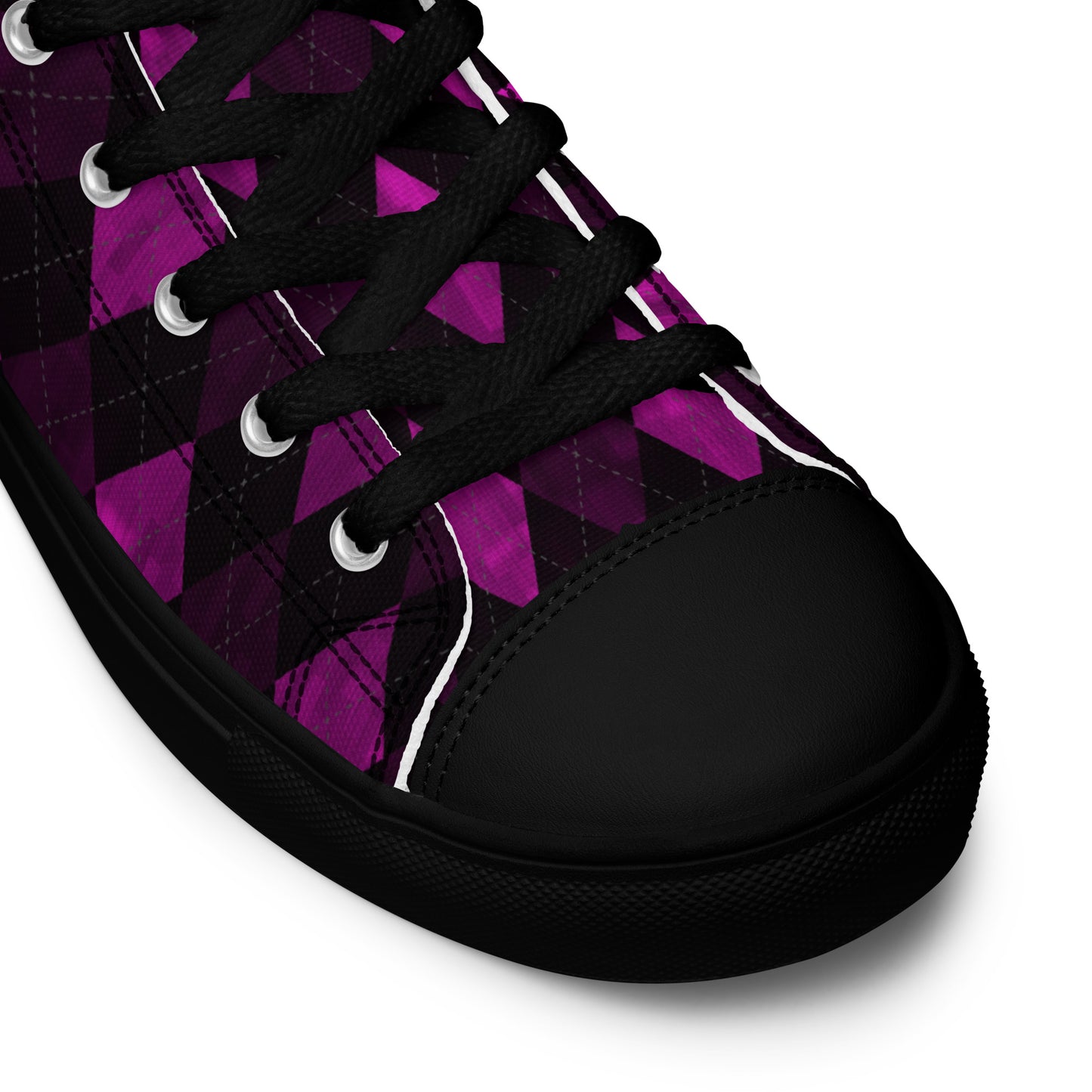 Men’s High Top Canvas Shoes Purple Argyle