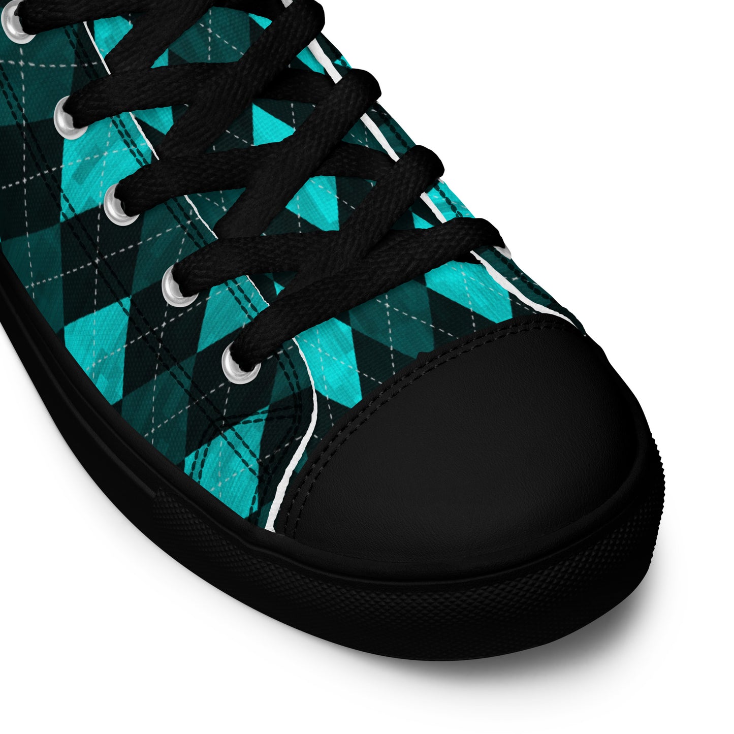 Men’s High Top Canvas Shoes Teal Argyle