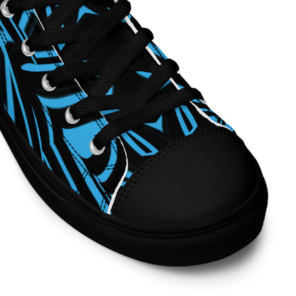 Men’s High Top Canvas Shoes Blue Abstract Geometric