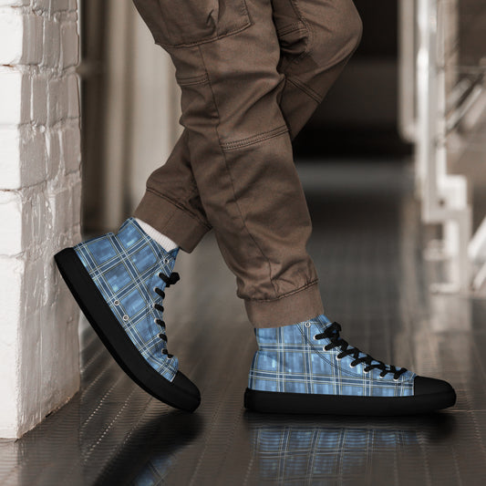 Men’s High Top Canvas Shoes Windward Blue Plaid