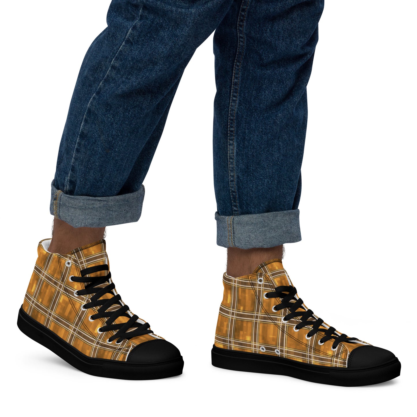 Men’s High Top Canvas Shoes Chardonnay Plaid