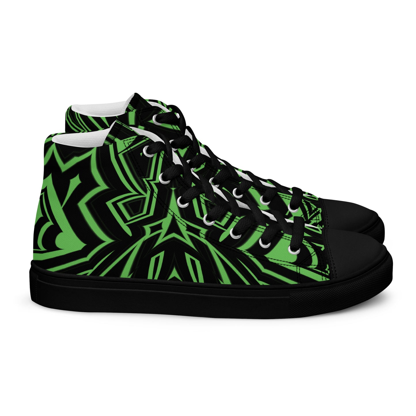 Men’s High Top Canvas Shoes Green Abstract Geometric