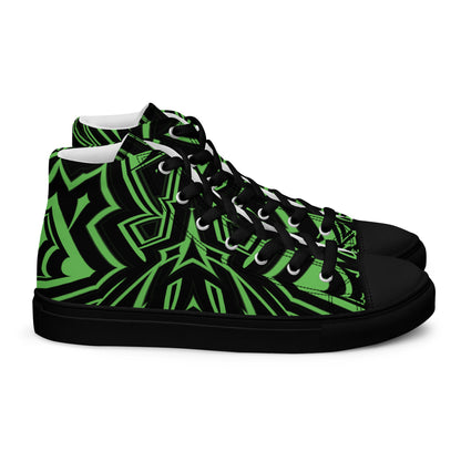 Men’s High Top Canvas Shoes Green Abstract Geometric