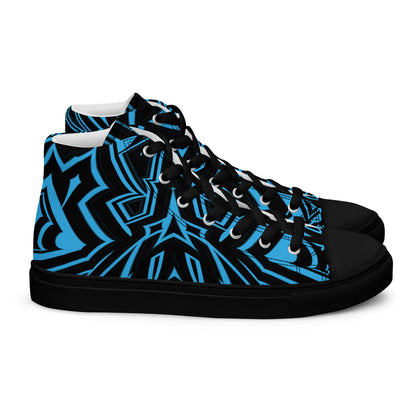 Men’s High Top Canvas Shoes Blue Abstract Geometric