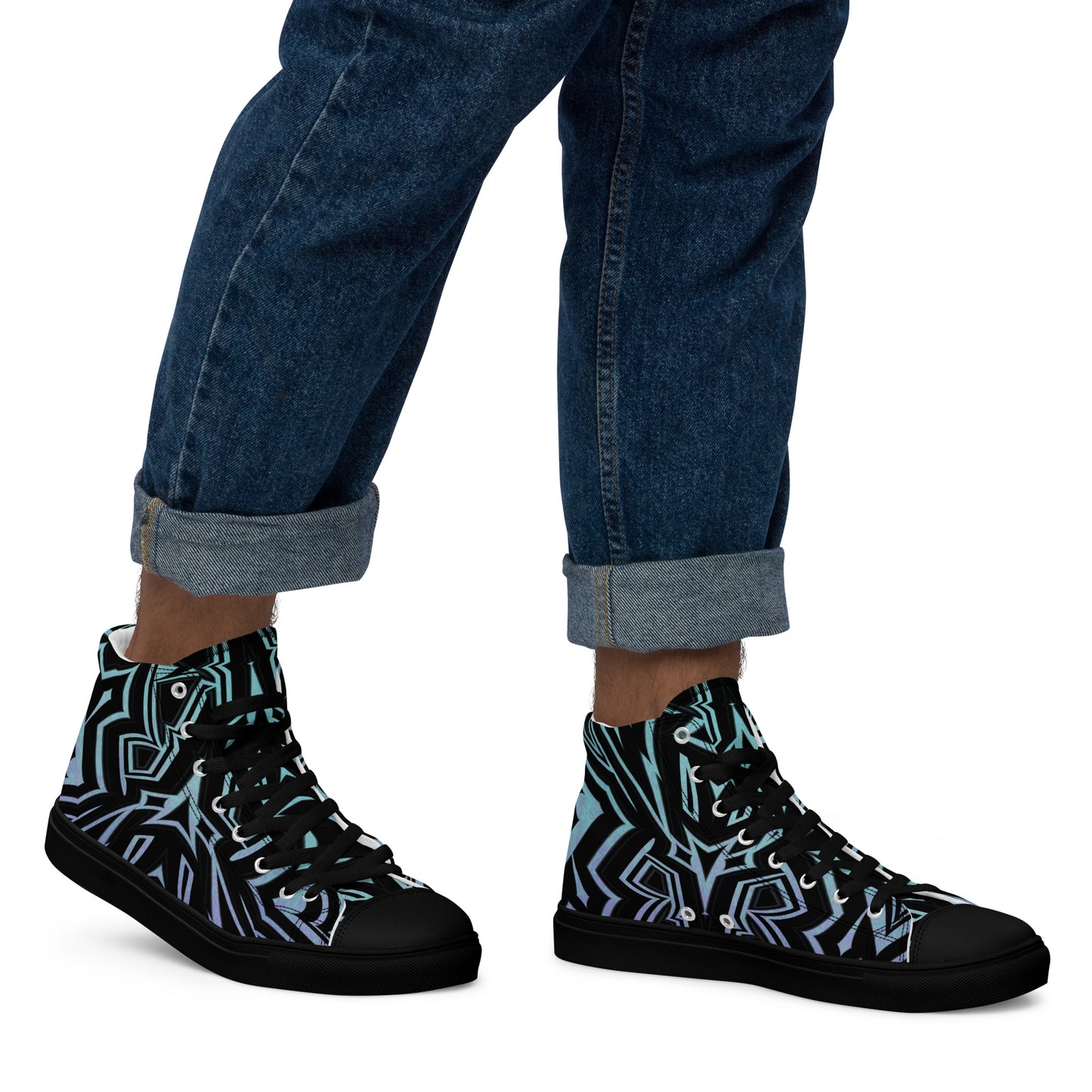 Men’s High Top Canvas Shoes Abstract Geometric Ombre