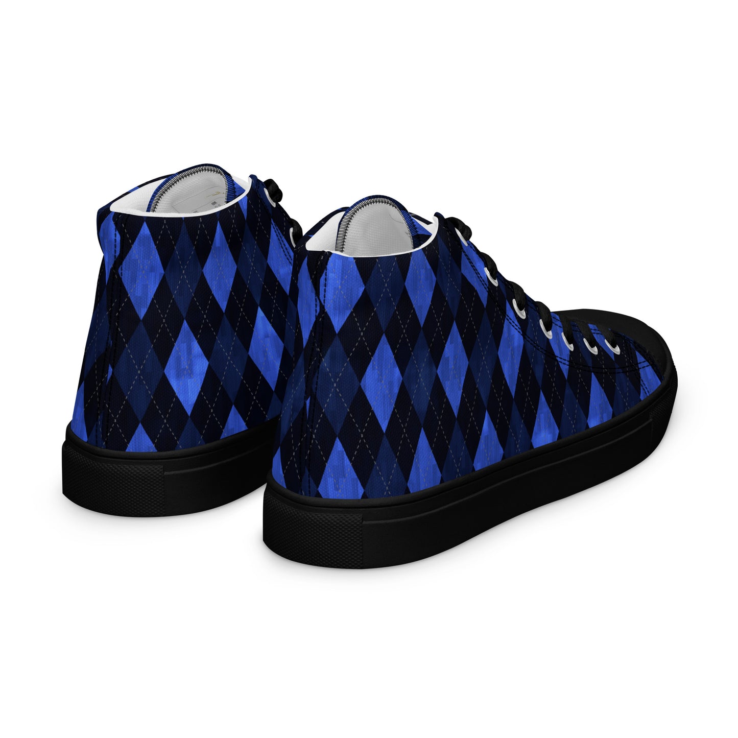 Men’s High Top Canvas Shoes Blue Argyle