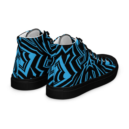 Men’s High Top Canvas Shoes Blue Abstract Geometric