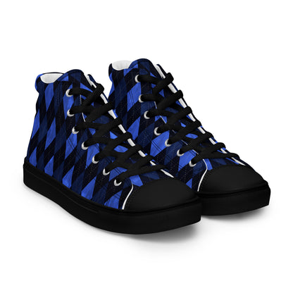 Men’s High Top Canvas Shoes Blue Argyle