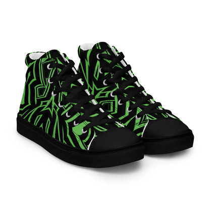 Men’s High Top Canvas Shoes Green Abstract Geometric