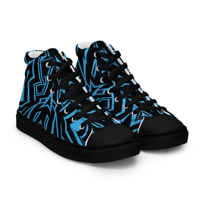 Men’s High Top Canvas Shoes Blue Abstract Geometric