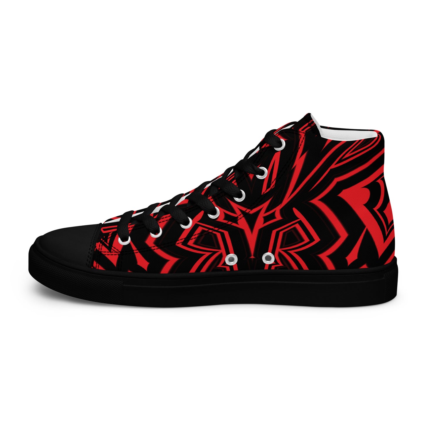 Men’s High Top Canvas Shoes Red Abstract Geometric