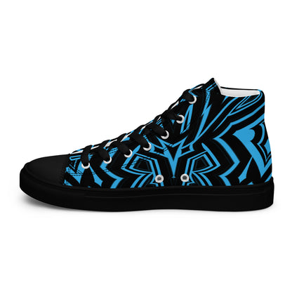 Men’s High Top Canvas Shoes Blue Abstract Geometric