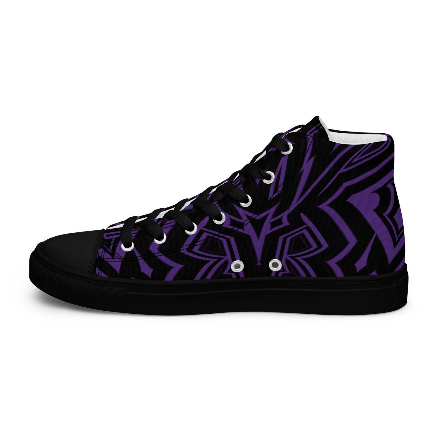 Men’s High Top Canvas Shoes Indigo Abstract Geometric