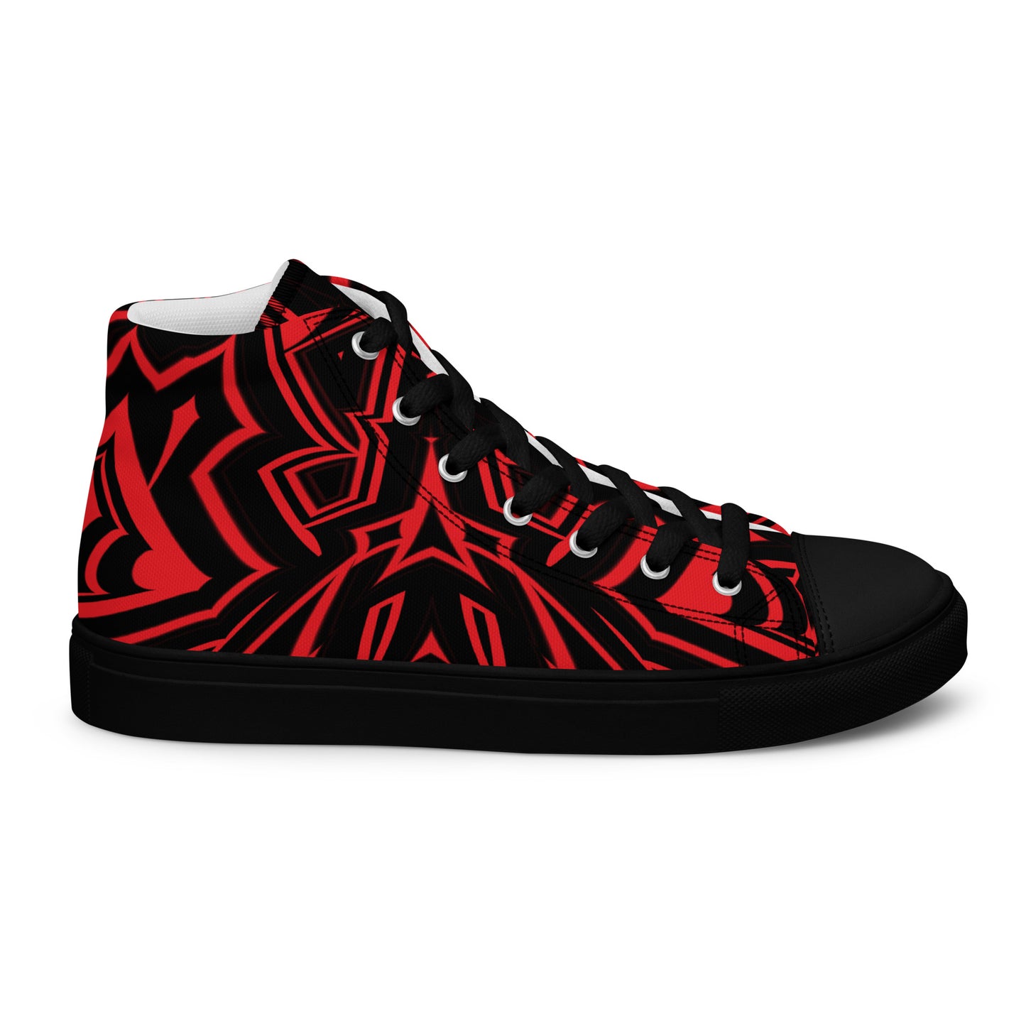 Men’s High Top Canvas Shoes Red Abstract Geometric