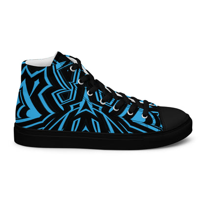 Men’s High Top Canvas Shoes Blue Abstract Geometric