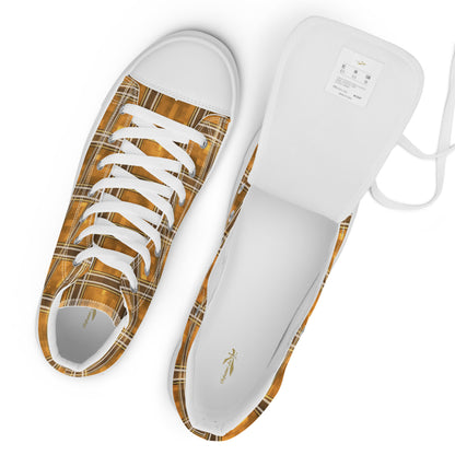 Men’s High Top Canvas Shoes Chardonnay Plaid