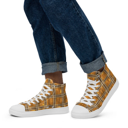 Men’s High Top Canvas Shoes Chardonnay Plaid