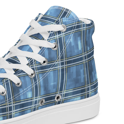 Men’s High Top Canvas Shoes Windward Blue Plaid