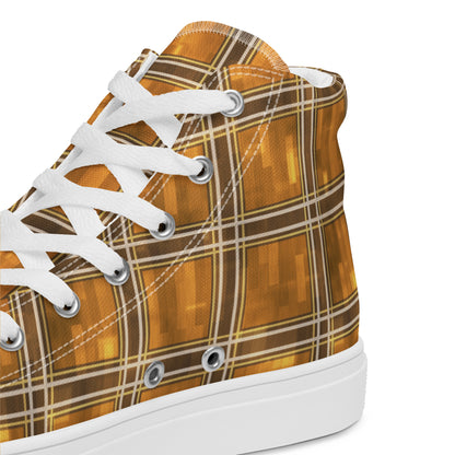 Men’s High Top Canvas Shoes Chardonnay Plaid