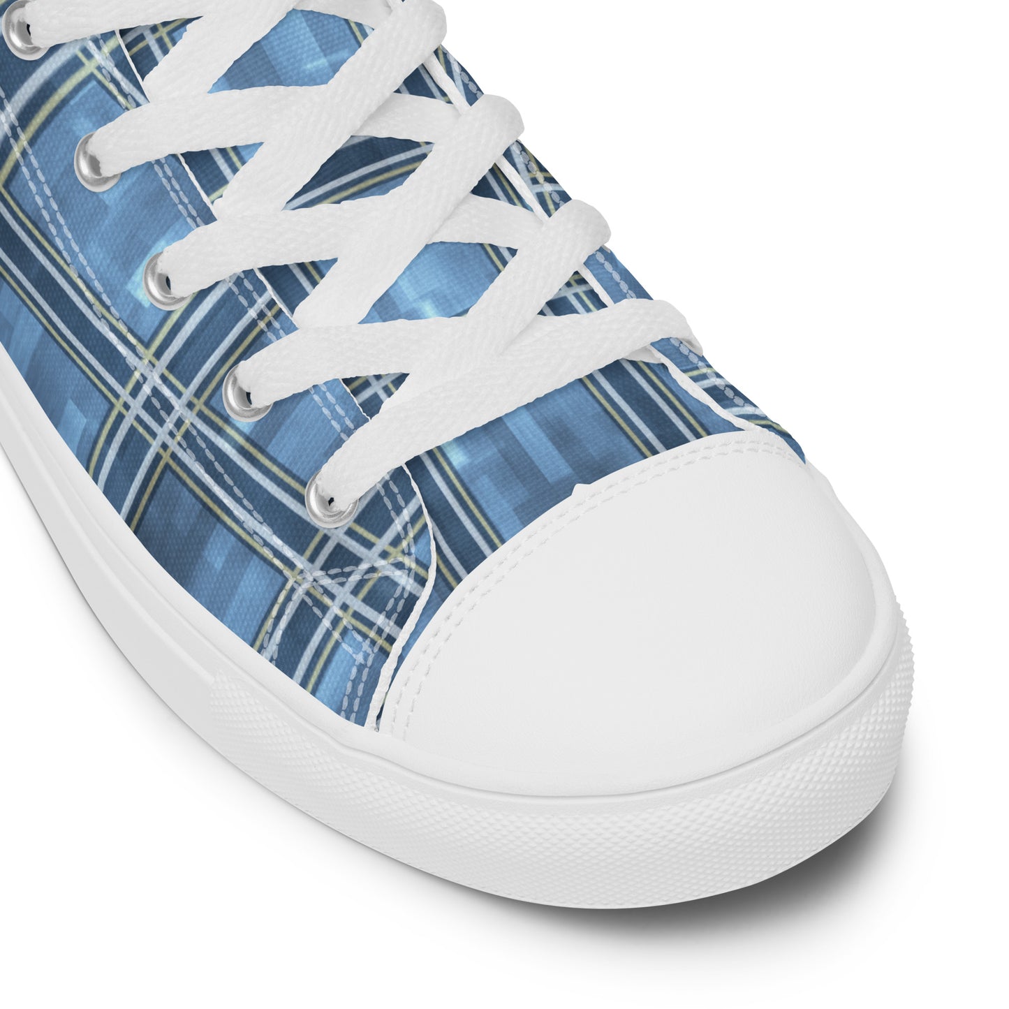 Men’s High Top Canvas Shoes Windward Blue Plaid