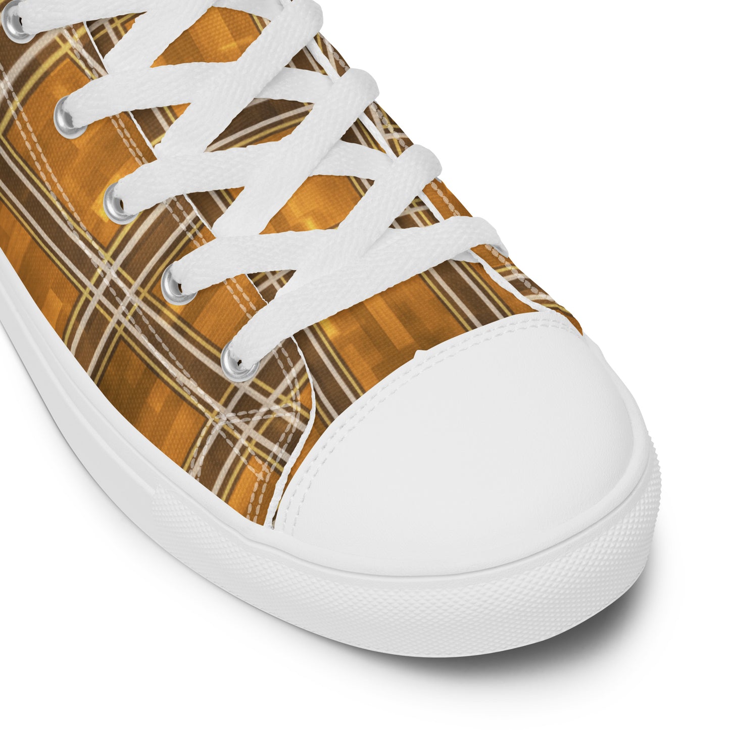 Men’s High Top Canvas Shoes Chardonnay Plaid