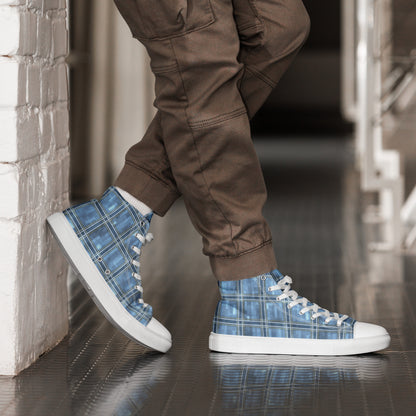 Men’s High Top Canvas Shoes Windward Blue Plaid