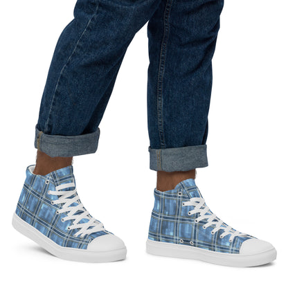 Men’s High Top Canvas Shoes Windward Blue Plaid