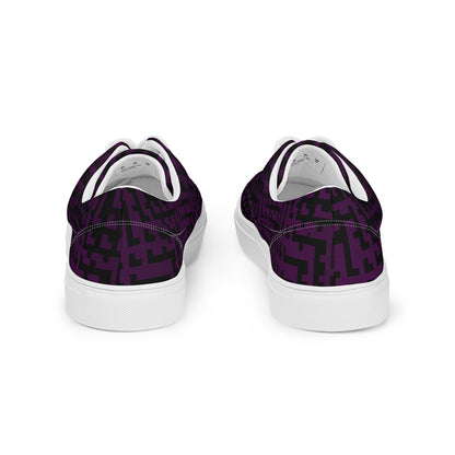 Men’s Lace-Up Canvas Shoes Black & Purple Houndstooth-Gingham Mix