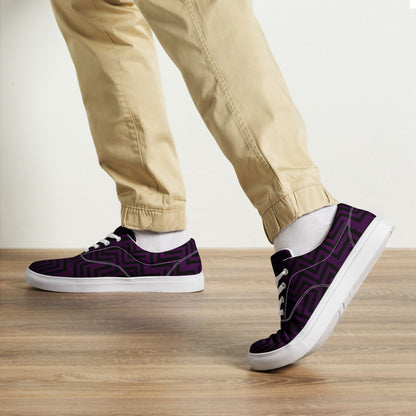 Men’s Lace-Up Canvas Shoes Purple & Black Zig Zag Print