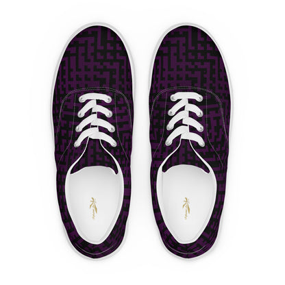 Men’s Lace-Up Canvas Shoes Black & Purple Houndstooth-Gingham Mix