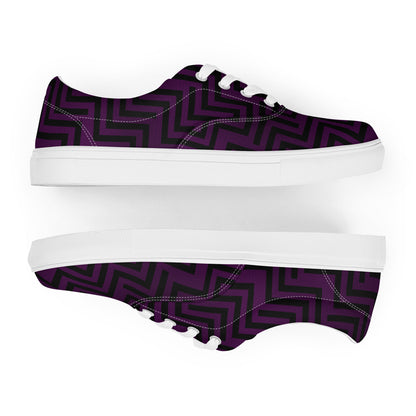 Men’s Lace-Up Canvas Shoes Purple & Black Zig Zag Print