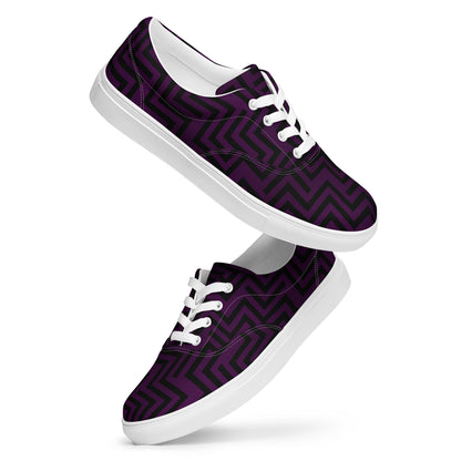 Men’s Lace-Up Canvas Shoes Purple & Black Zig Zag Print